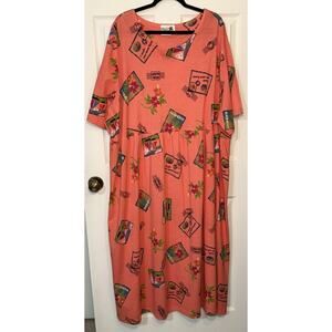 Original Copa Cabana Coral Hawaiian Women's Summer Long Flowy Dress Beach 5X